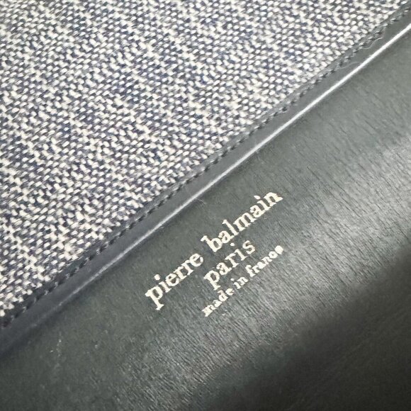 Vintage Pierre Balmain Navy Blue Canvas Envelope Clutch - Picture 4 of 8